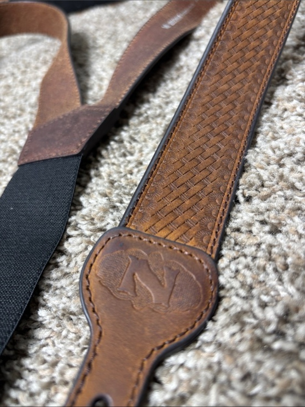 Nocona Belt Co Men's Big & Tall Leather Braided Suspenders Buckle Ends weave